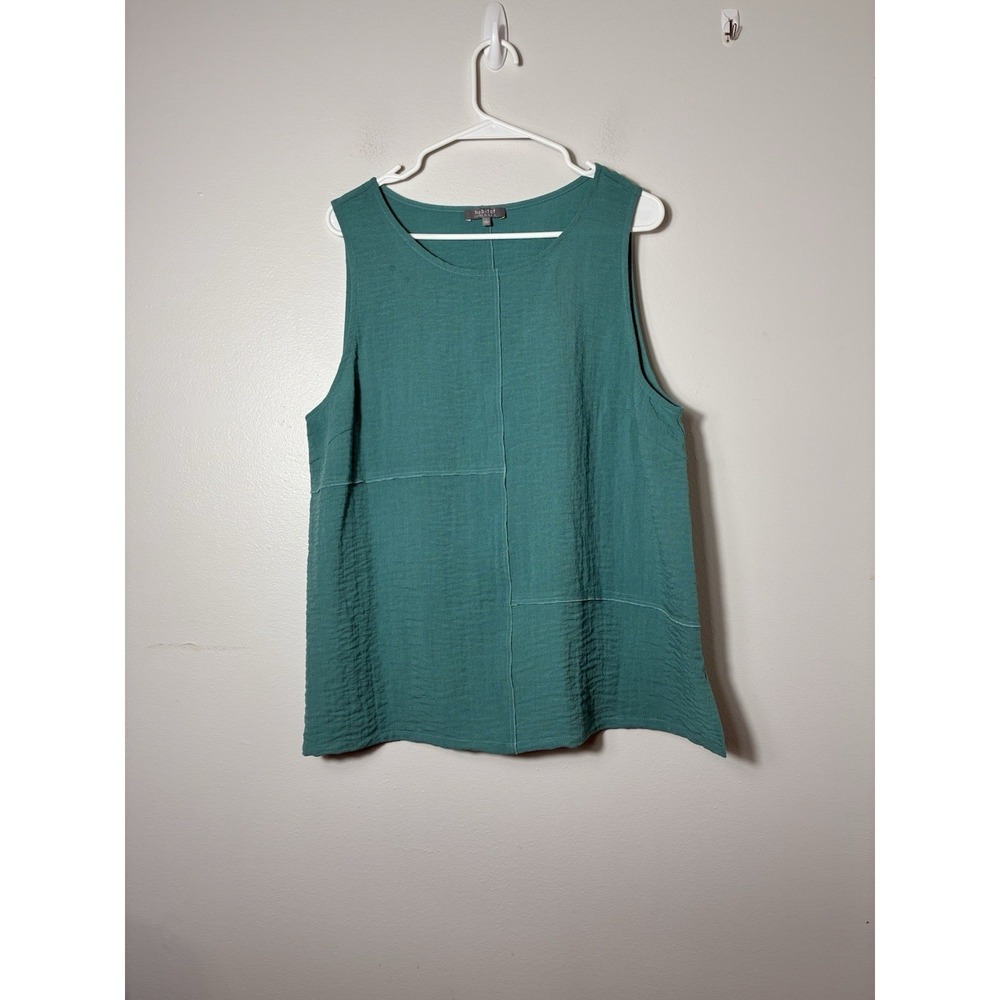 Habitat Women's Tank Top Sz Large Green Gauzy Minimalist